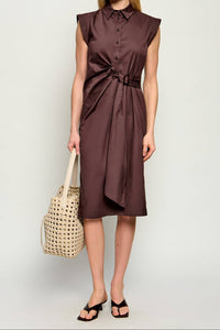 Robe en Popeline de Coton Marron Marella