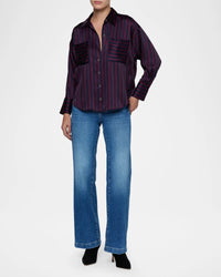 L'Agence Eliora Relaxed Blouse Midnight/Deep Sangria Even Stripe