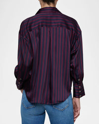 L'Agence Eliora Relaxed Blouse Midnight/Deep Sangria Even Stripe
