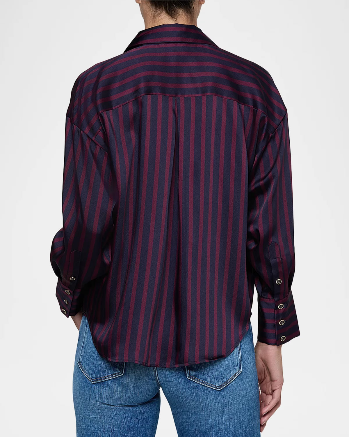 L'Agence Eliora Relaxed Blouse Midnight/Deep Sangria Even Stripe