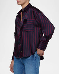 L'Agence Eliora Relaxed Blouse Midnight/Deep Sangria Even Stripe