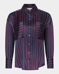 L'Agence Eliora Relaxed Blouse Midnight/Deep Sangria Even Stripe
