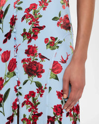 Robe maxi à volants manches courtes Tara American Beauty Carolina Blue Alice & Olivia