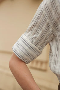 Emanou Olivie French Cuff Shirt Pearl & Espresso