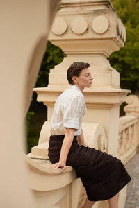 Emanou Olivie French Cuff Shirt Pearl & Espresso
