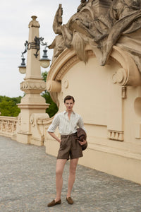 Emanou Olivie French Cuff Shirt Pearl & Espresso