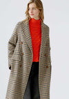 Oui Check Wool Blend Coat