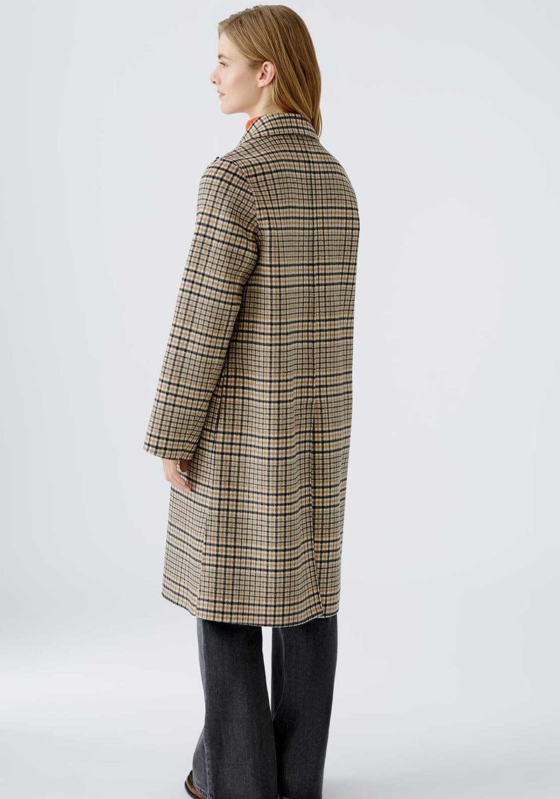 Oui Check Wool Blend Coat