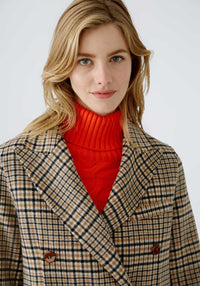 Oui Check Wool Blend Coat