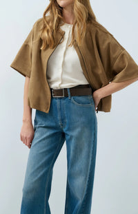 YAYA Oversized shortsleeve suedine jacket