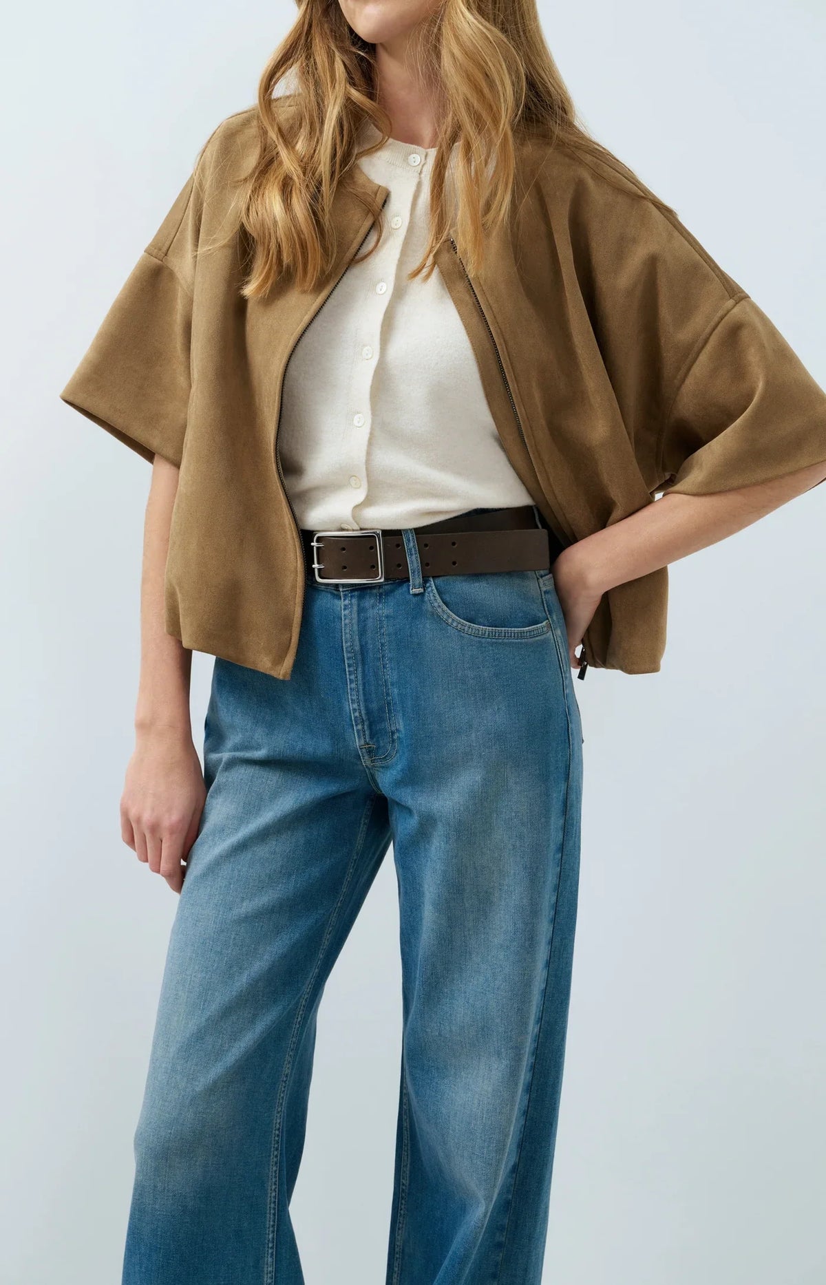 YAYA Oversized shortsleeve suedine jacket