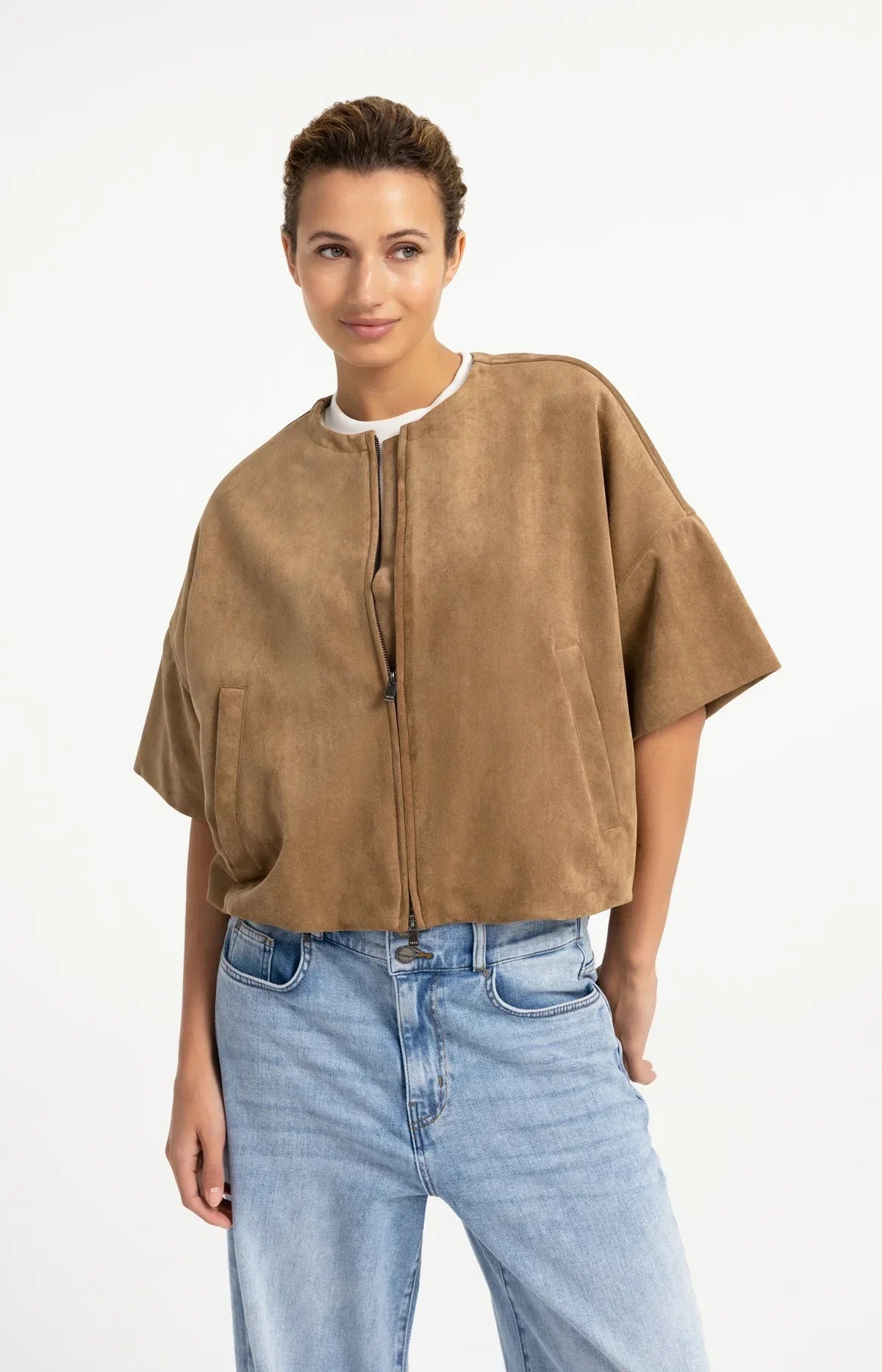 YAYA Oversized Shortsleeve Deudine Jacket with Baloon Bottom Hem