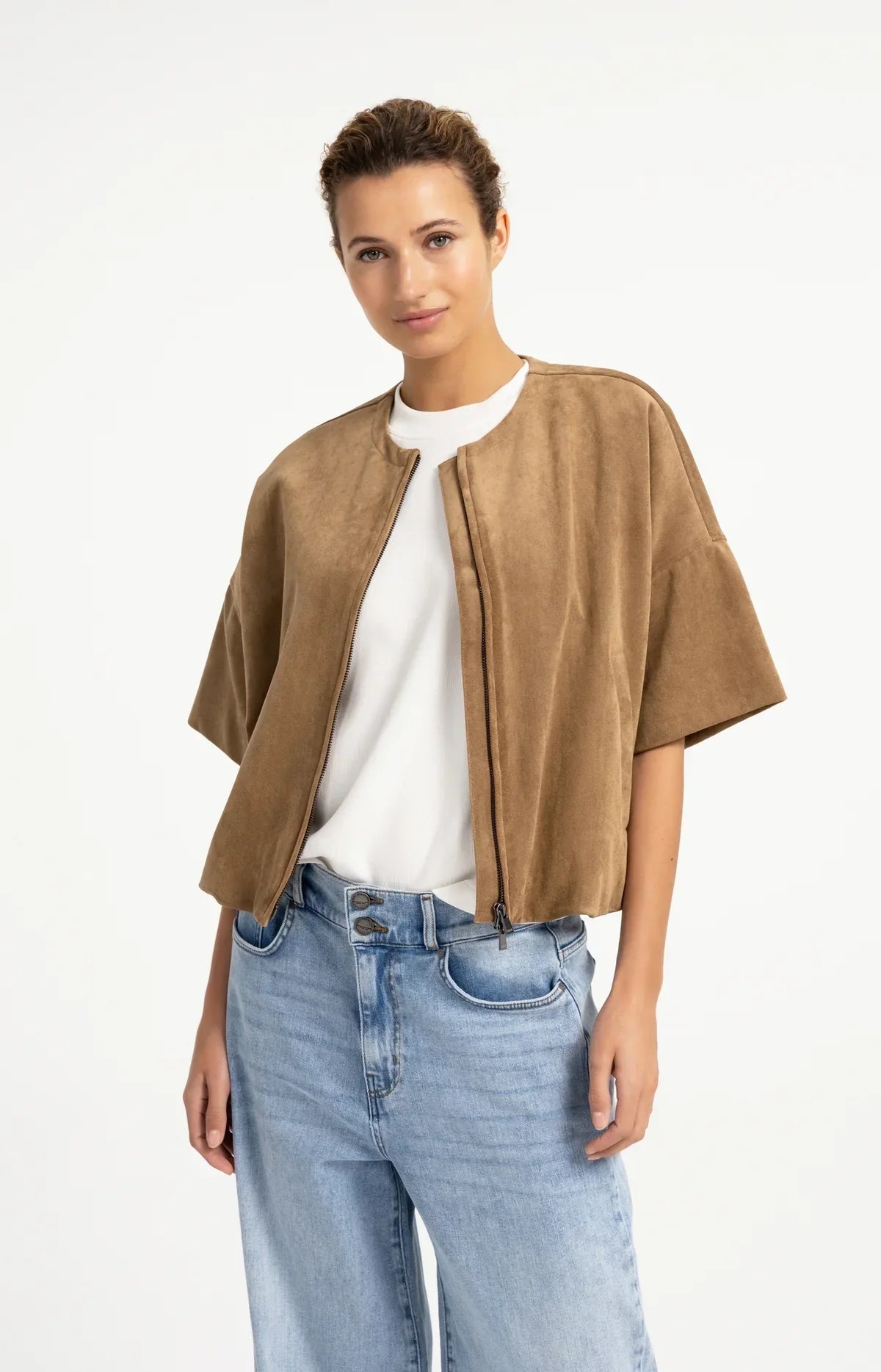 YAYA Oversized Shortsleeve Deudine Jacket with Baloon Bottom Hem
