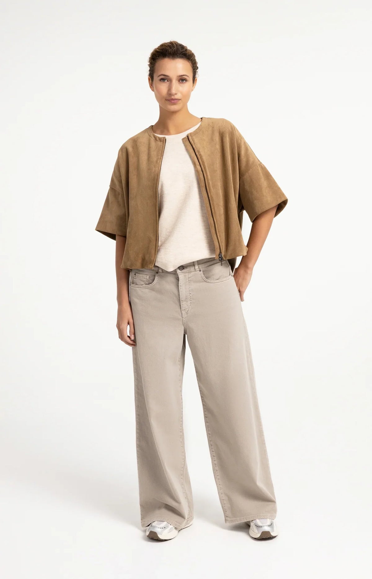 YAYA Oversized shortsleeve suedine jacket
