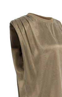 YAYA Sleeveless Top With Shoulder Pleats