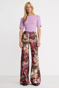 Smythe Multi Piped Side-Zip Palazzo Pant - Brown Multi