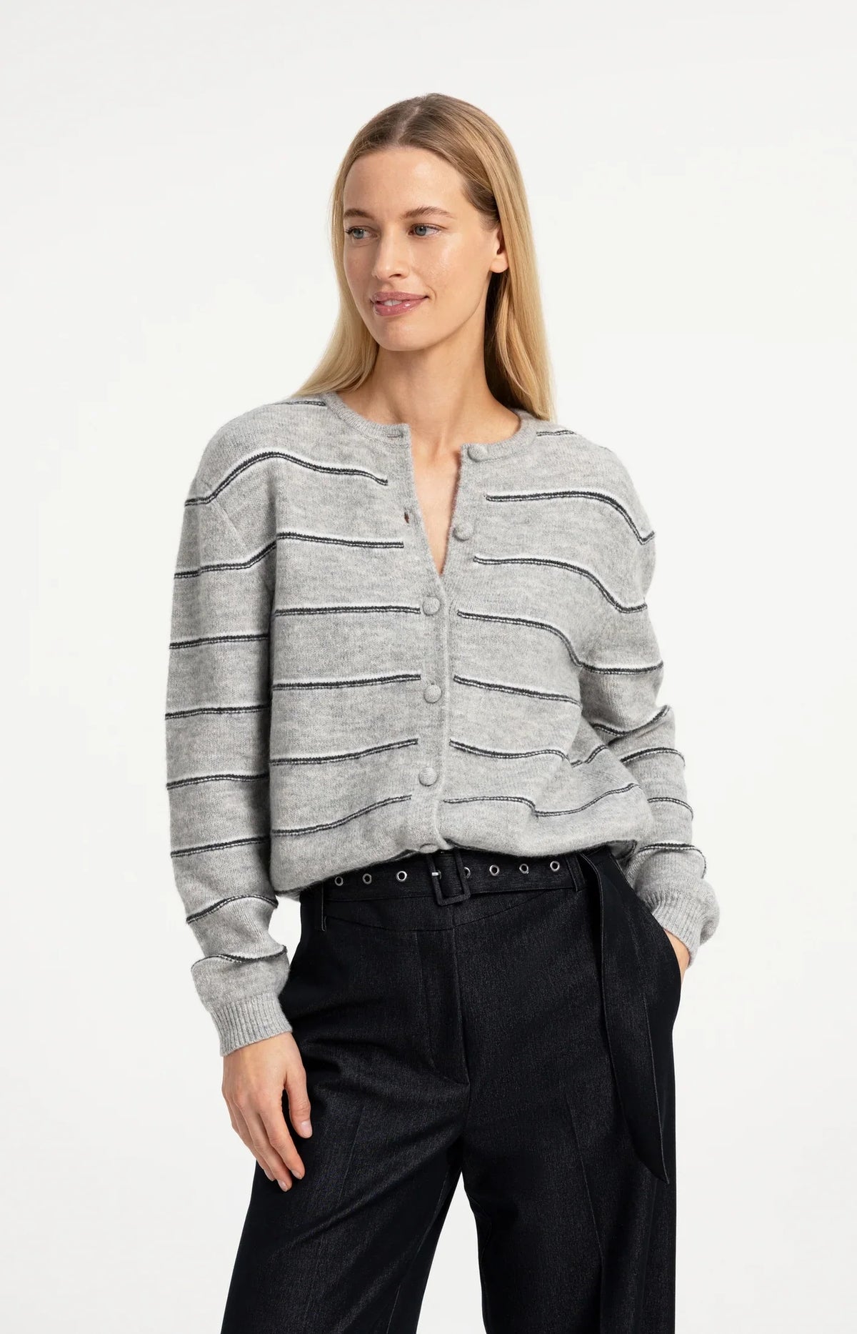 YAYA Knitted striped cardigan long sleeve