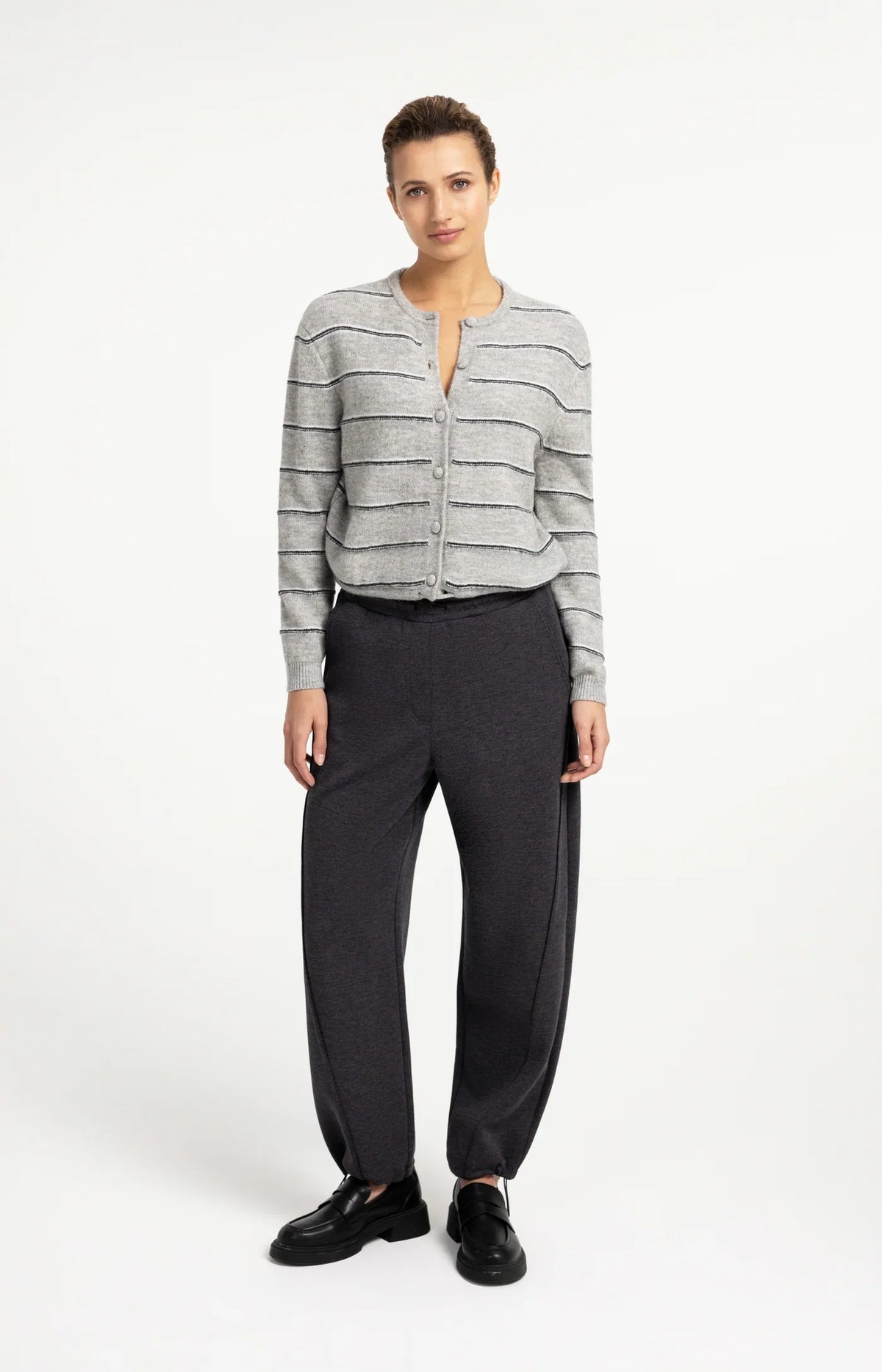 YAYA Knitted striped cardigan long sleeve