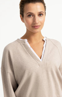 YAYA V-neck sweatshirt with woven collar