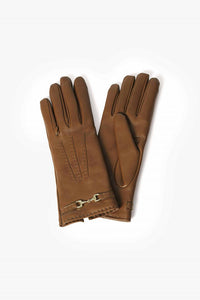 Cinzia Rocca Nappa Leather Gloves with Band and Hook Tobacco