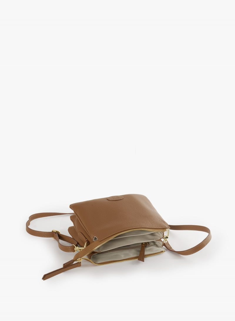 Cinzia Rocca Genuine Leather Crossbody Bag With Three Compartments