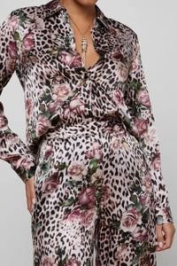 L'Agence Tyler Long-Sleeve Blouse Multi Small Rose Cheetah