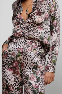 L'Agence Tyler Long-Sleeve Blouse Multi Small Rose Cheetah