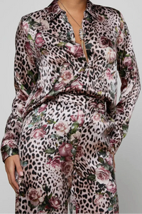 L'Agence Tyler Long-Sleeve Blouse Multi Small Rose Cheetah