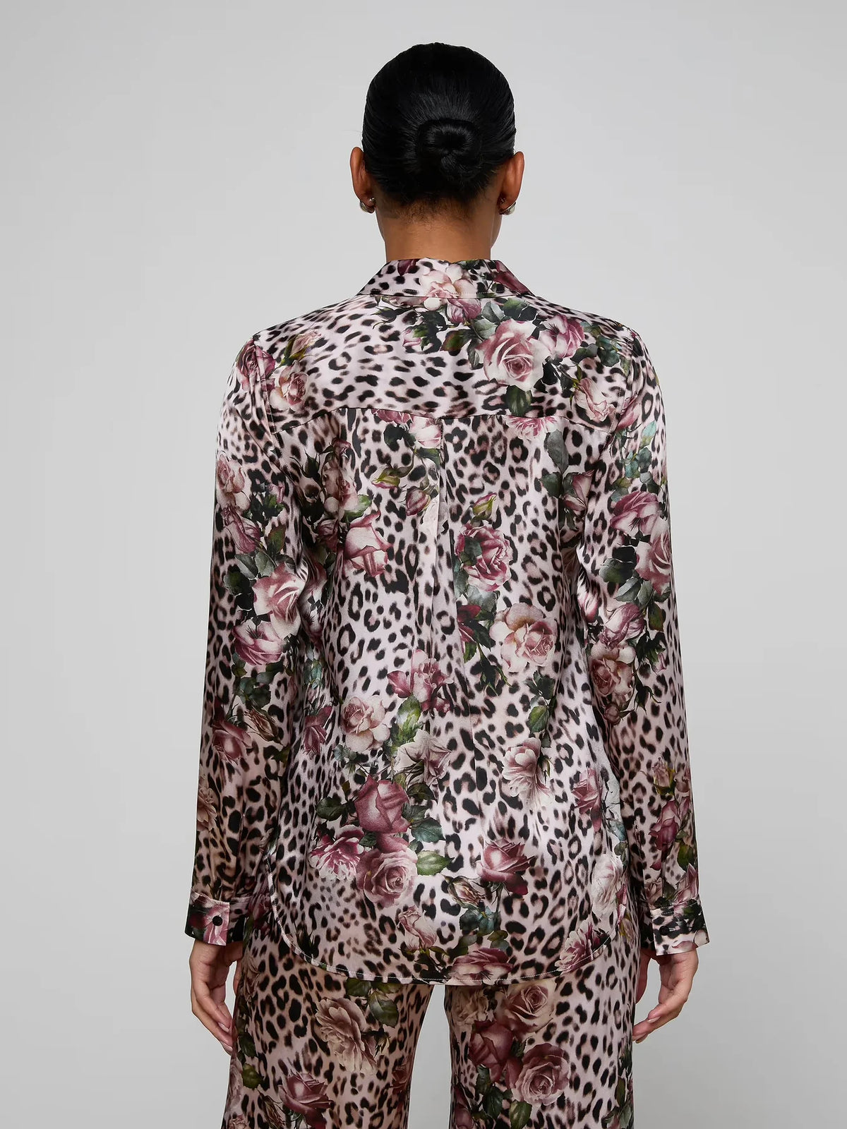 L'Agence Tyler Long-Sleeve Blouse Multi Small Rose Cheetah