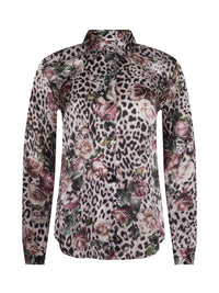 L'Agence Tyler Long-Sleeve Blouse Multi Small Rose Cheetah