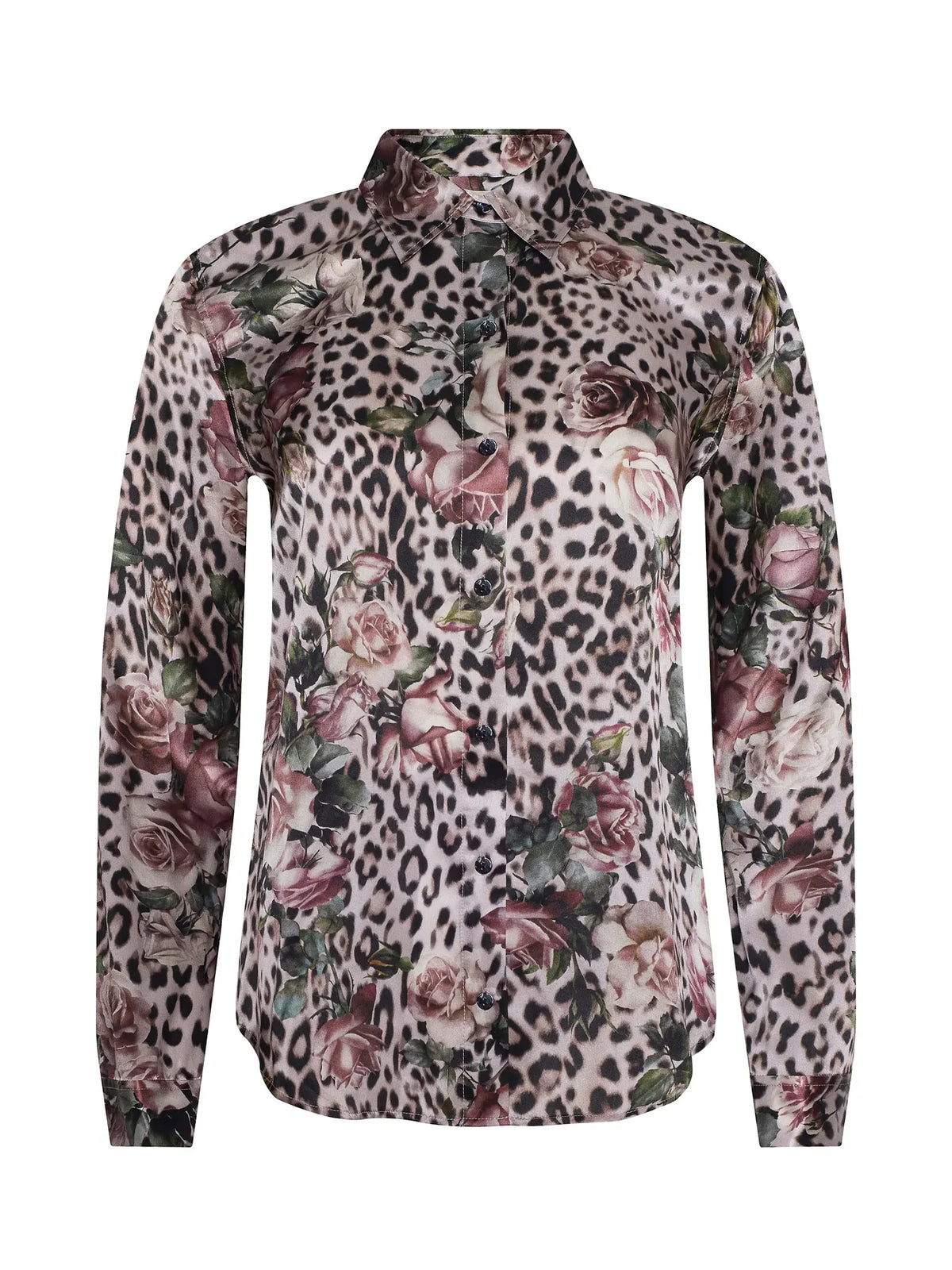 L'Agence Tyler Long-Sleeve Blouse Multi Small Rose Cheetah