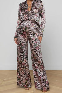 L'Agence Tyler Long-Sleeve Blouse Multi Small Rose Cheetah