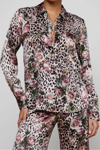 L'Agence Tyler Long-Sleeve Blouse Multi Small Rose Cheetah