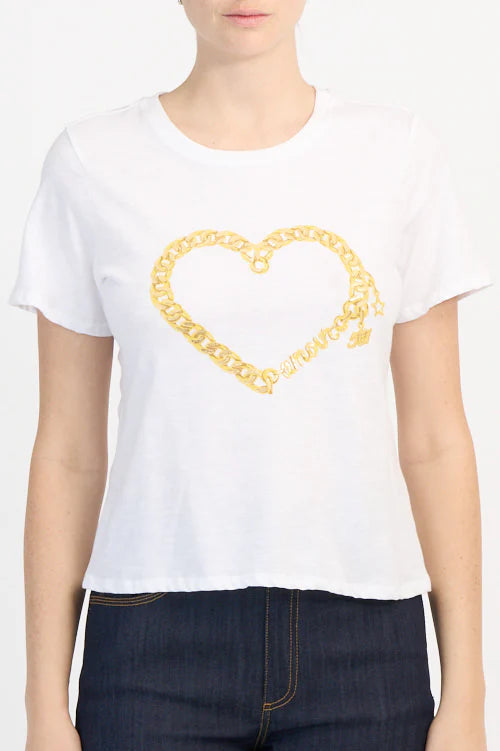 Cinq A Sept Amour Heart Chain Shrunken Tee