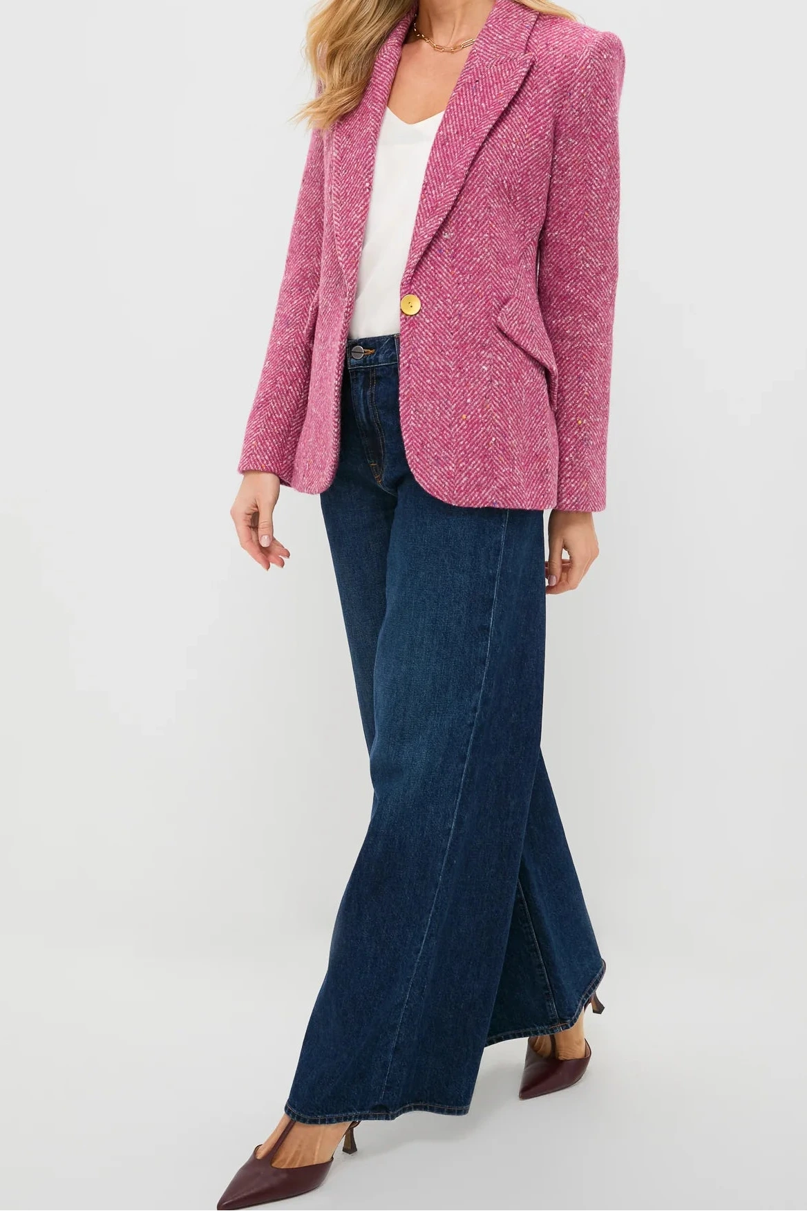 L'Agence Chamberlain Blazer Pink Multi Herringbone