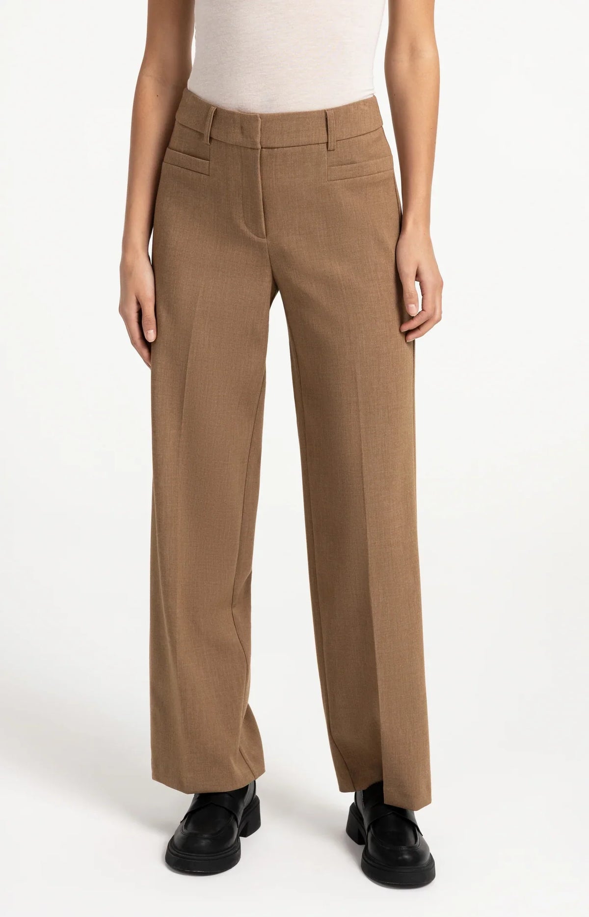 YAYA Woven mid waist straight leg trousers