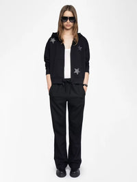 Zadig & Voltaire Mia Black Embellished Hoodie with Zip