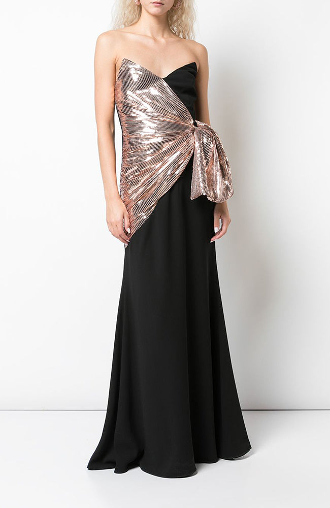 Jill Jill Stuart V-neck Gown with Side Sequin Bow