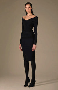 Greta Constantine Fortunatus Draped Long Sleeve Dress