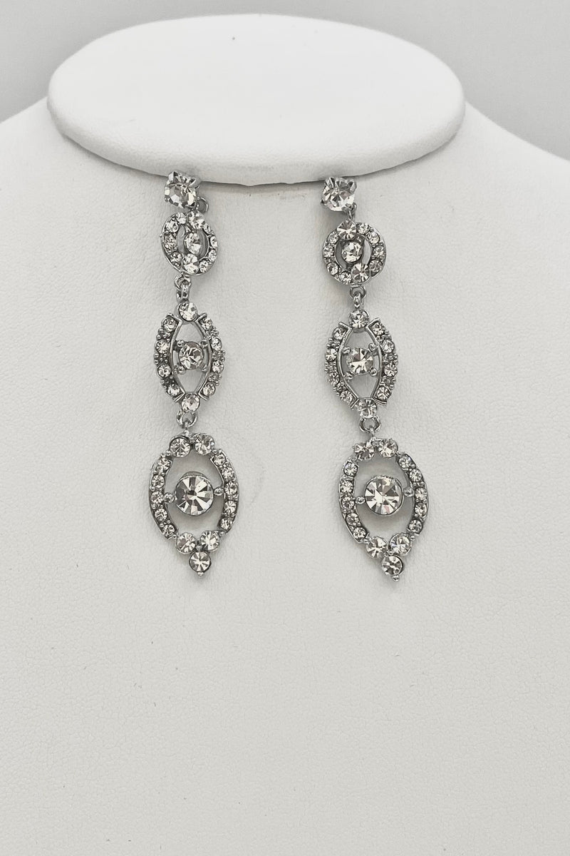 Triple Drop Rhinestone Earrings