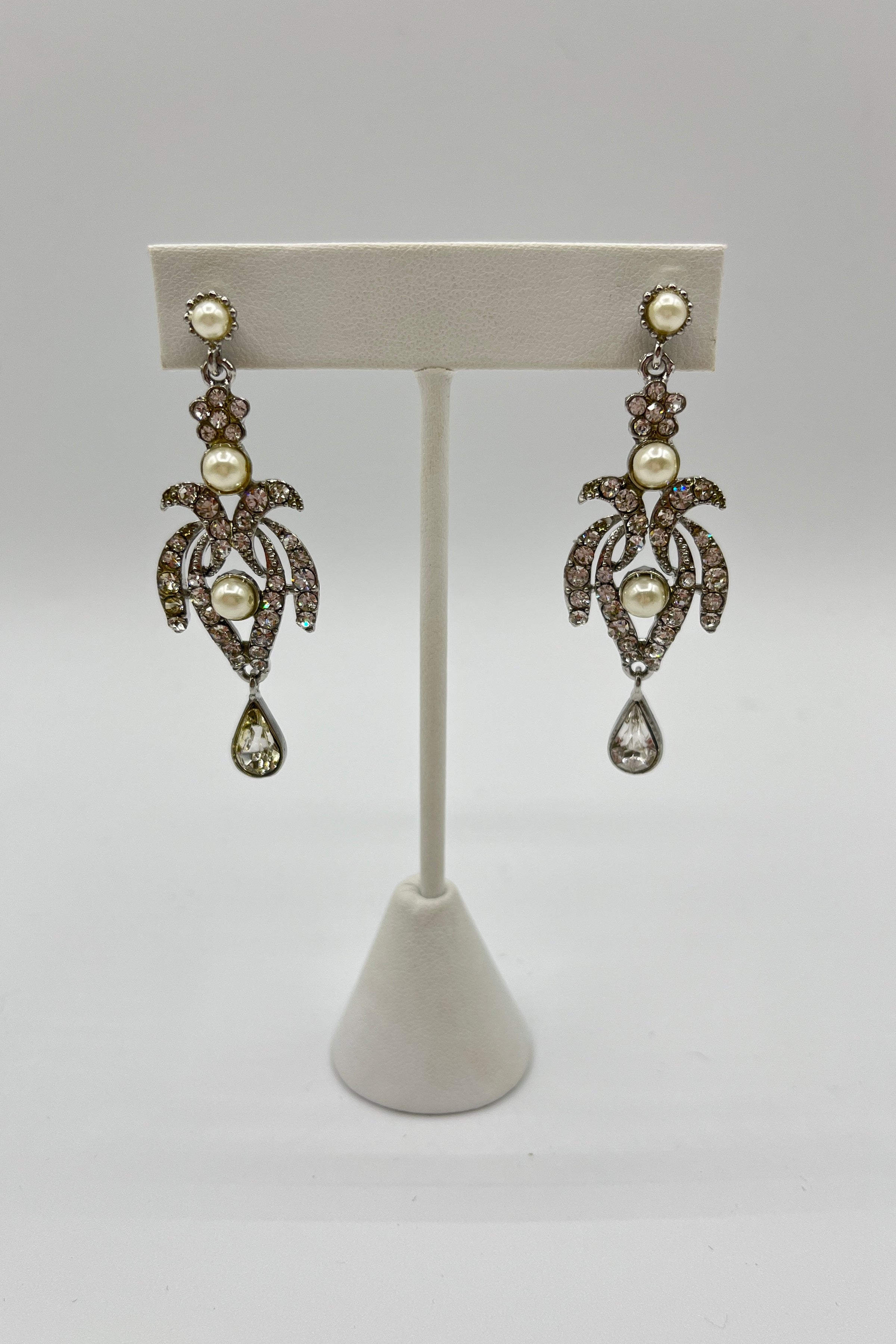 Elen Henderson Crystal and Pearl Chandelier Earrings