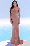 Jessica Angel Front Slit Crossover Gown Dress Ash Rose