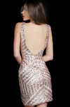 Jovani Sleeveless Deep V Sequin Cut Out Mini Dress