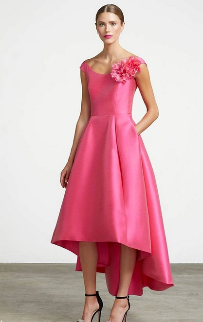Robe de cocktail sans manches Frascara Hi Low avec détail de fleur