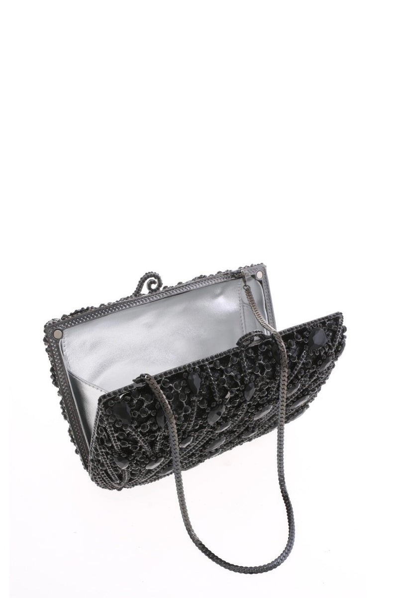 URetro Wispy Flowers Crystal Evening Bag