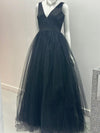 Kim Newport Sleeveless V-Neck Gown W/ Tulle and overskirt