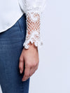 L'Agence Ava Lace Cuff Blouse V Neck Ivory