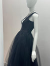 Kim Newport Sleeveless V-Neck Gown W/ Tulle and overskirt