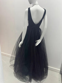 Kim Newport Sleeveless V-Neck Gown W/ Tulle and overskirt