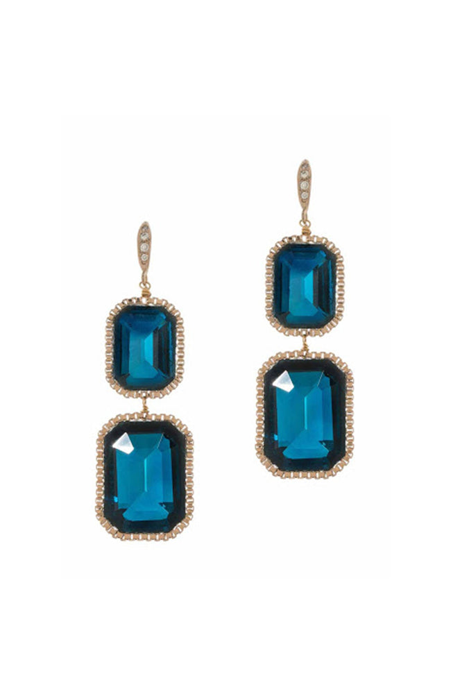 Theia Jewelry Emerald Cut Two Tier Indigo Drop Earring